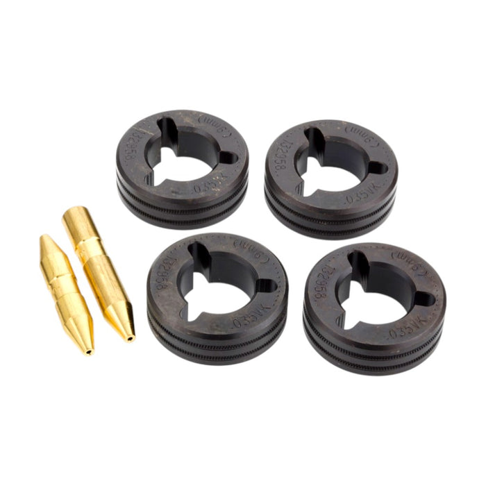 Four roller Miller V Knurled Drive roll kit for .035" flux cored wire