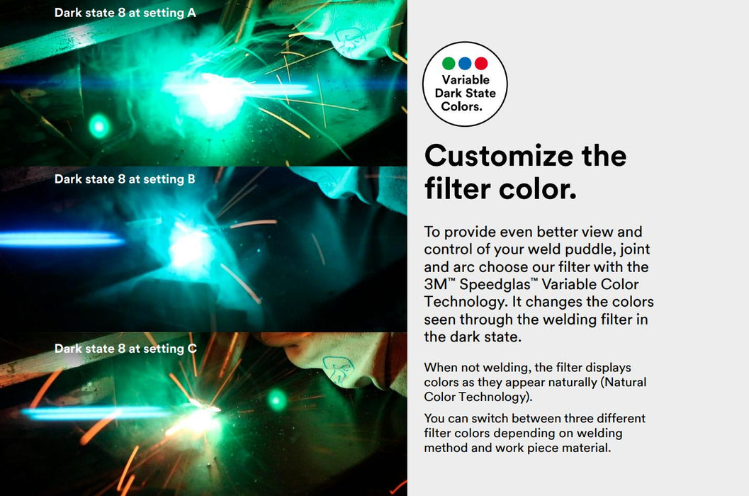 3M speedglas variable color lens settings