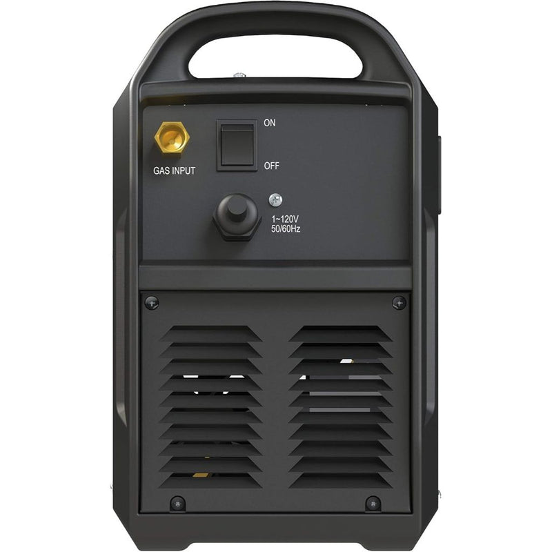 rear panel of arcraft mig welder showing gas input and on/off switch