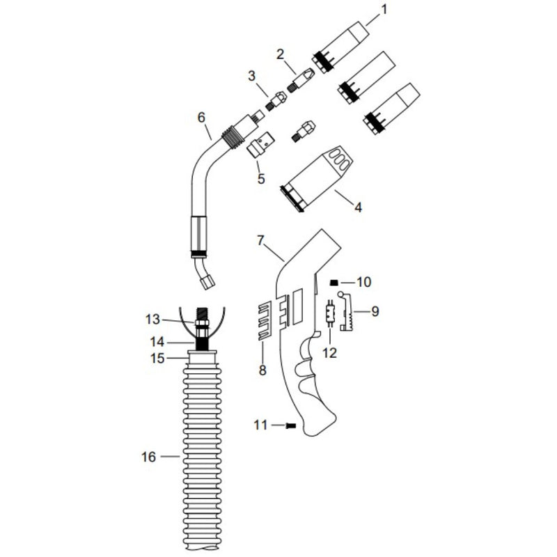 exploded view of smoke eating mig gun