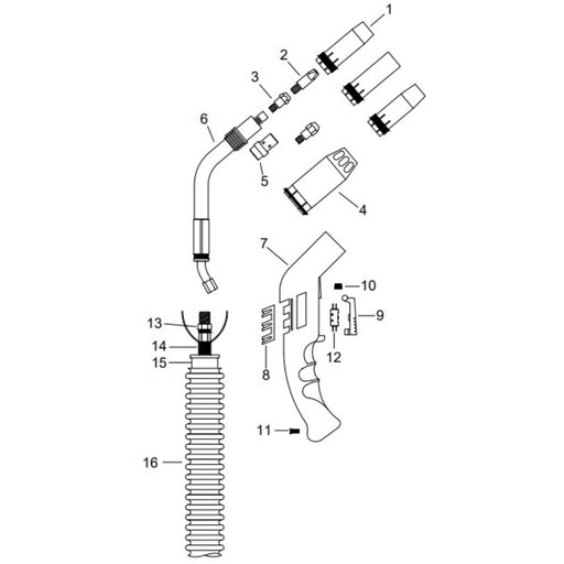 exploded view of smoke eating mig gun