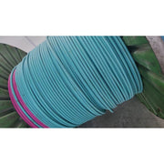large spool of blue welding cable