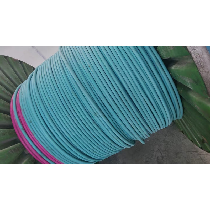 large spool of blue welding cable