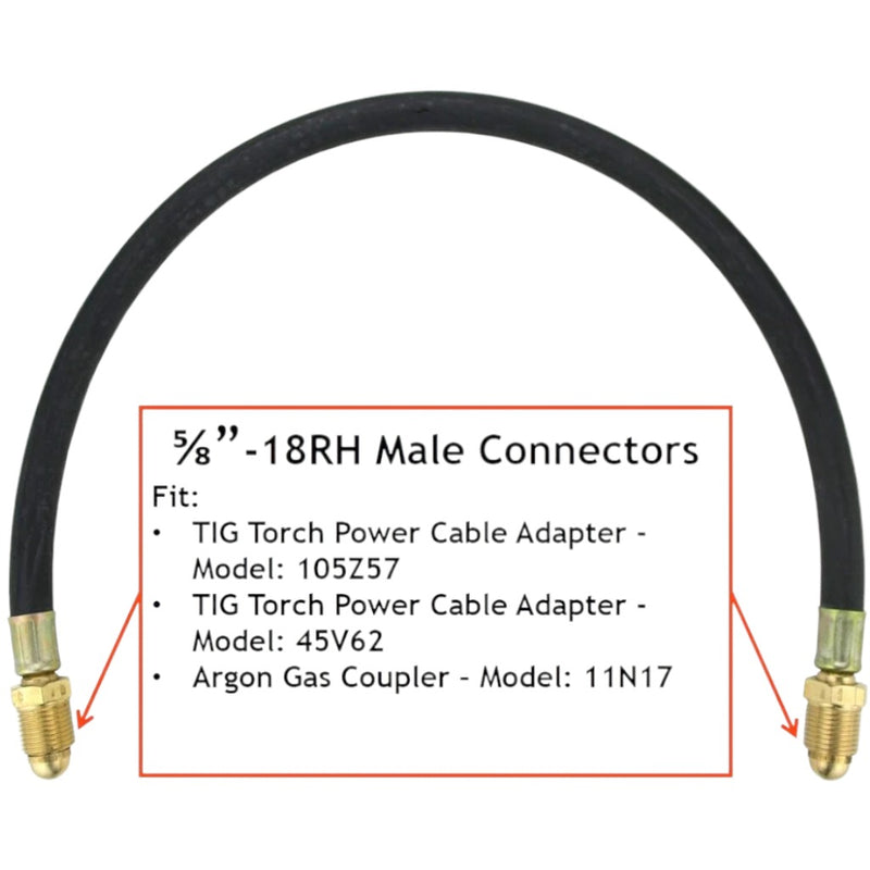 Diagram indicating thread pattern of argon hose extension
