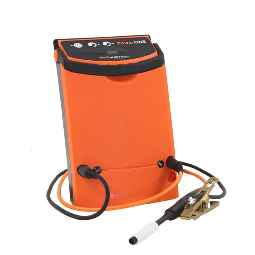 cougartron powerone weld cleaner showing weld cleaning brush and ground clamp
