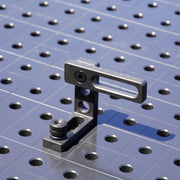 Lifestyle image of 90mm L Stop and Clamping Square for 16mm Welding Tables
