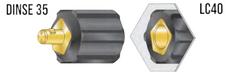 diagram with labels showing dinse 35 male connection converting to female lc40 connetion