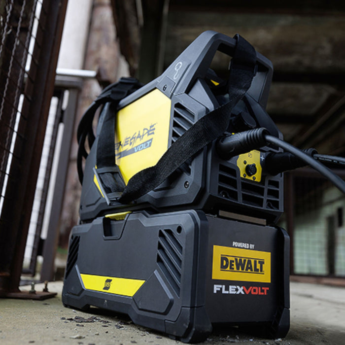 Renegade Volt by ESAB out in the field of construction with shoulder strap attached. 