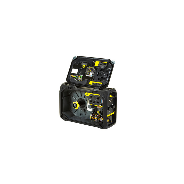 inside of esab robust feed avs echo showing four drive rolls and gas control 