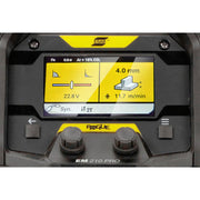 close up of color screen on esab em 210 pro mig welder
