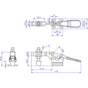 diagram with dimensions of gh-225-d toggle clamp