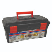 toolbox with "the wurks" on the front