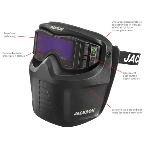 close up of jackson safety weld mask with features highlighted
