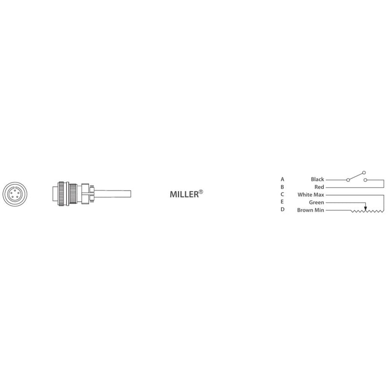 Labelled diagram of pinout on Miller 5 pin control plug