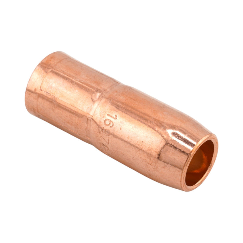 Isometric front view of Miller Style 169-726 MIG Nozzle flush tip 5/8" opening for M-Series Guns