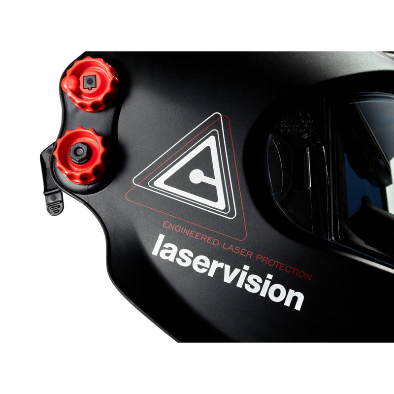 Close up view of design on Optrel Panoramaxx Hybrid Laser Welding Helmet