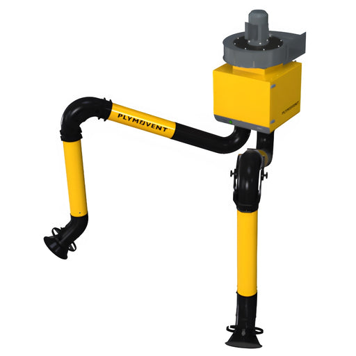 plymovent wall mounted welding fume extraction system with two arms