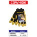 infographic showing powerweld cowhide mechanics gloves and sizes available