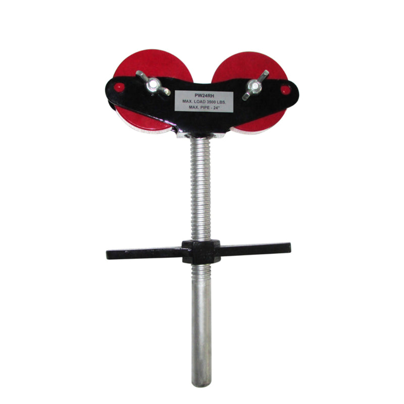 roller head for pipe stands with two wheels