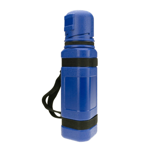 14" tall blue stick electrode canister with carry strap