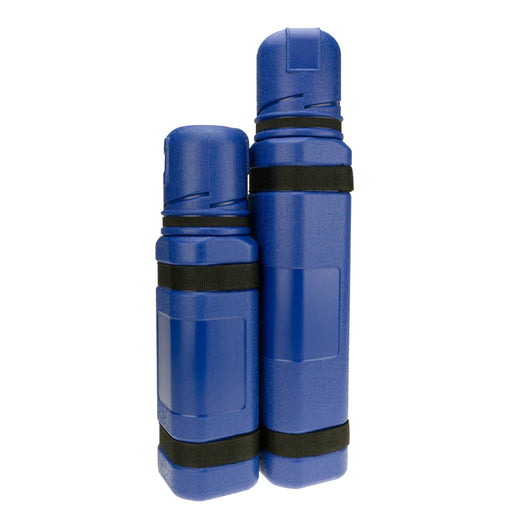 14" and 18" blue stick electrode canisters side by side