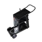 top down view of black welding cart
