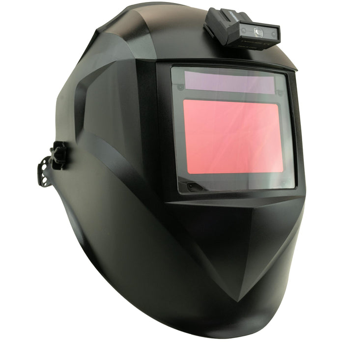 powerweld welding helmet mounted flashlight installed with light off