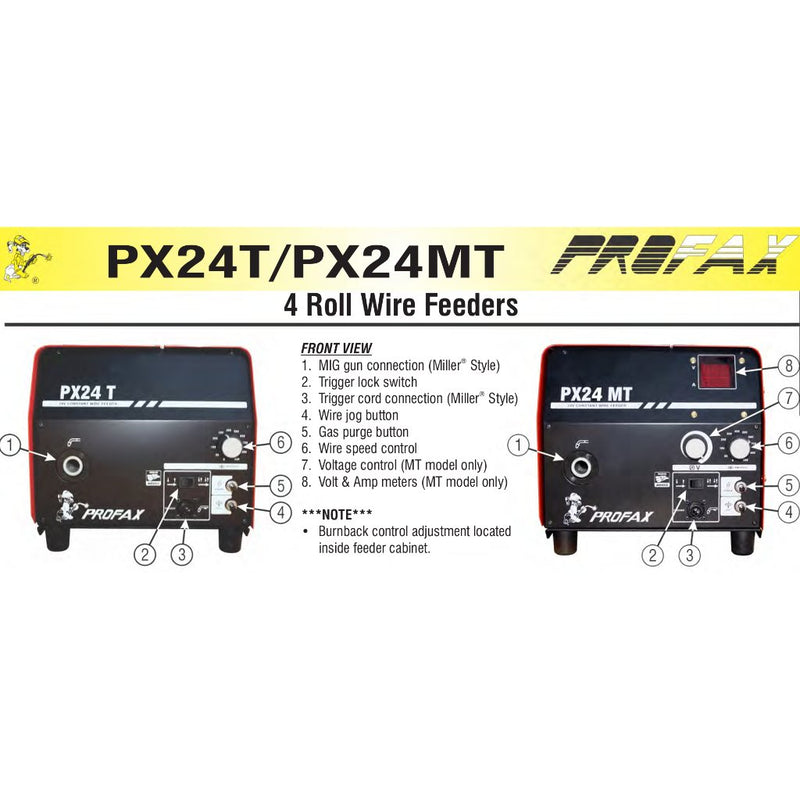 front control panel of profax miller style px24 wire feeders