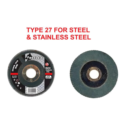 Reflex abrasives flap disc with front and back showing