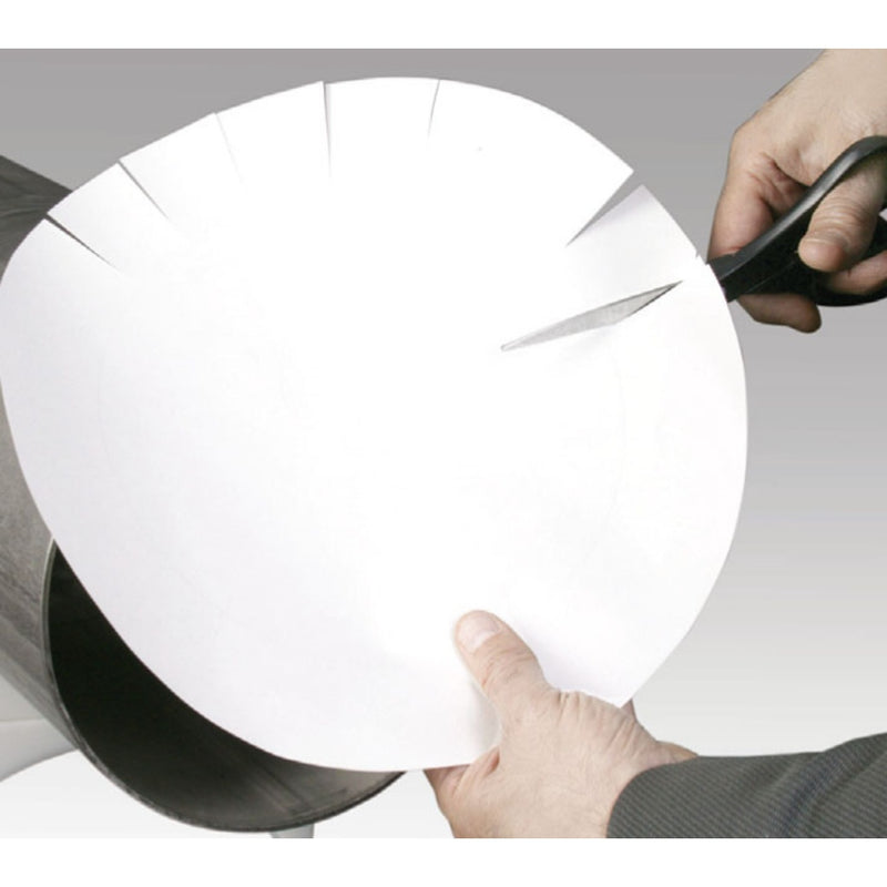 cutting a piece of water soluble paper while making a purge dam for purge welding