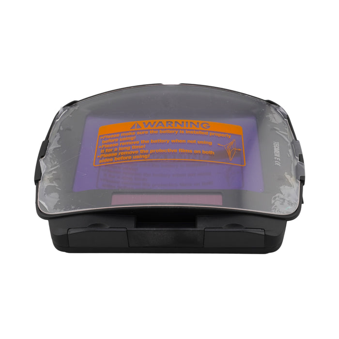 Front of Tecmen 950 Auto Darkening Filter with sticker