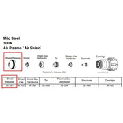 Parts chart for thermal dynamics XT 300 plasma cutter with 35-1021 shield retainer highlighted