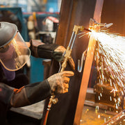 Victor Cutting Torch Action shot - Man cutting steel with a Victor Oxy Fuel Torch