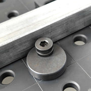 View of Ø 45mm Eccentric Stop in use with a 16mm welding table