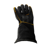 Palm view of black MIG/Stick combo glove with yellow accents and the Weldready logo on a white background