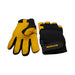 Pair of yellow and black mechanics gloves with 'Weldready' branding on a white background
