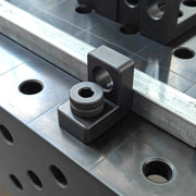 View of 50 L Stop and Clamping Square in use on 16mm welding table