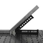 View of Universal Mechanical Clamping Angle in use on 16mm welding table