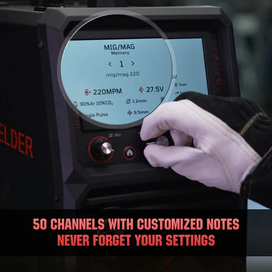 Graphic demonstrating customized settings of the YesWelder Firstess DP200