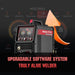 Graphic of the YesWelder Firstess DP200 demonstrating upgradeable software ability