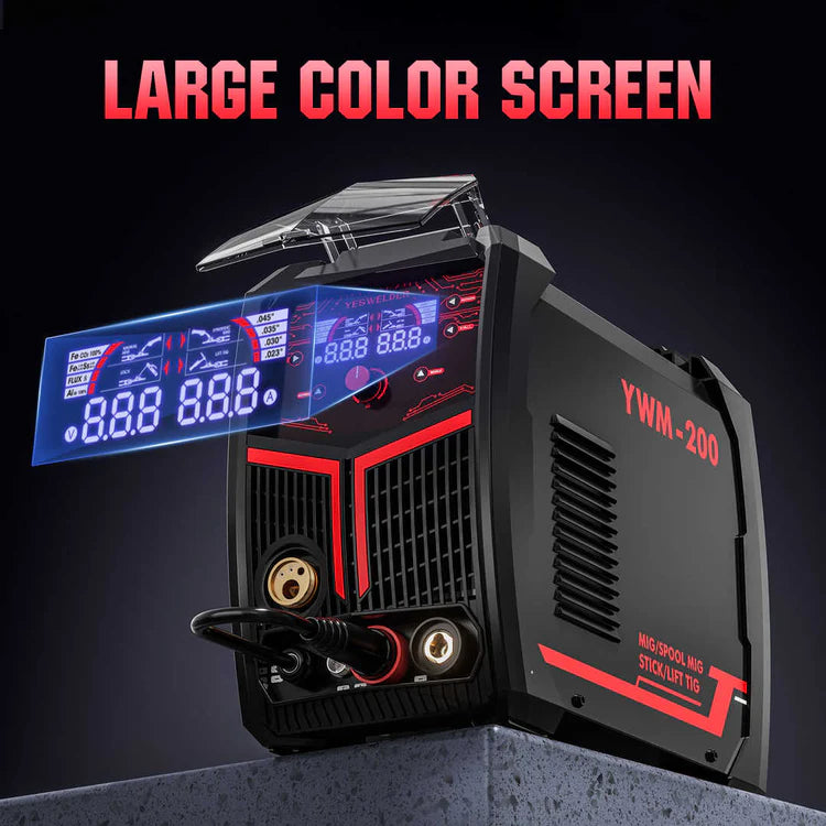 Graphic showcasing the screen of the YesWelder YWM-200 welder