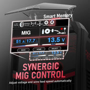 example screen of synergic controls for mig welding with yeswelder