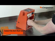 demonstration of how to connect the cougartron fl20 fluid feed system to a weld cleaner