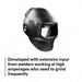 infographic of 3M speedglas g5-01 welding helmet angled right stating the helmet is for those that grind frequently
