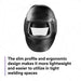 infographic of 3m speedglas g501 welding helmet straight on stating lightweight