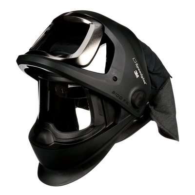 3M Speedglas flip front welding helmet with lens flipped up showing grinding shield