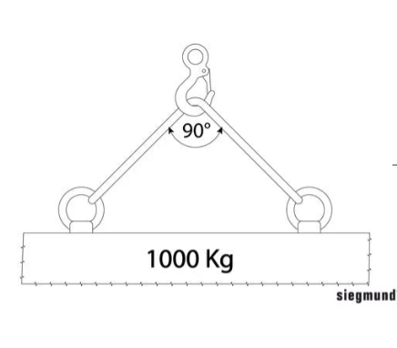 engineering drawing showing crane holding 1000kg siegmund welding table