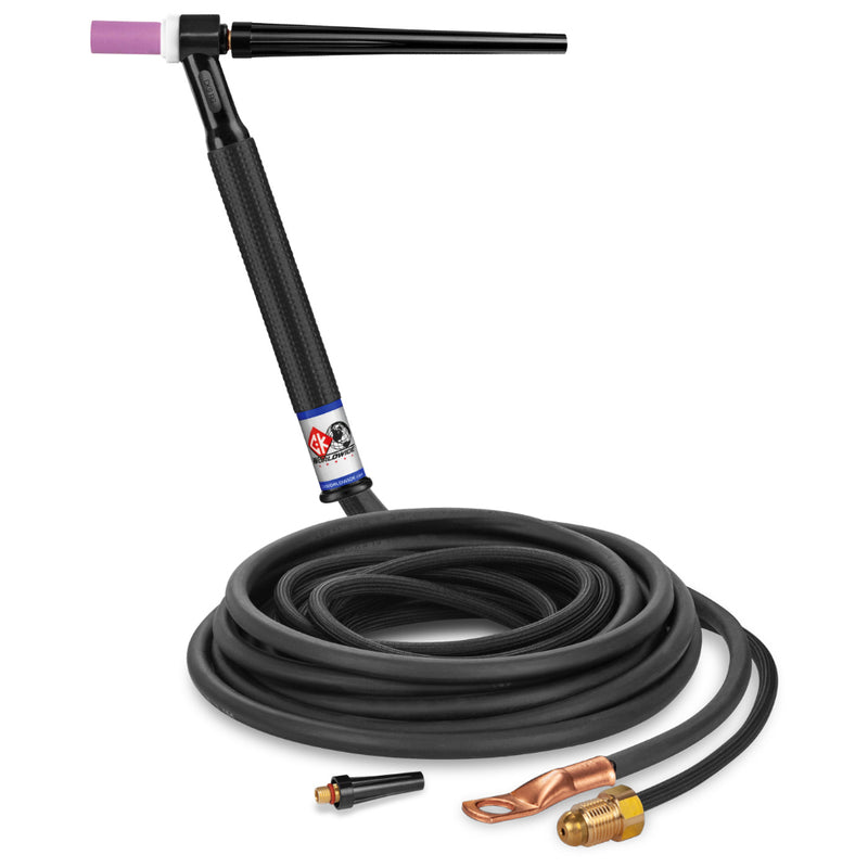 CK Worldwide 9 Rigid Head TIG Torch with 12.5 foot 2 piece superflex power cable
