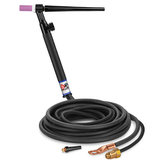 CK Worldwide 9 TIG Torch with gas valve and 12.5 foot superflex 2 piece power cable