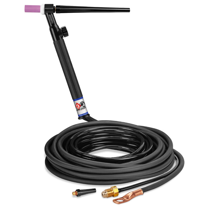 CK Worldwide 9 TIG Torch with gas valve and 25 foot 2 piece rubber power cable
